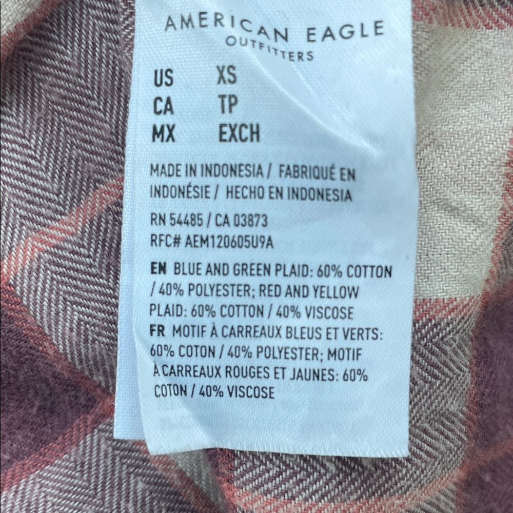 American Womens Eagle Plaid Patchwork Cropped Fla… - image 7